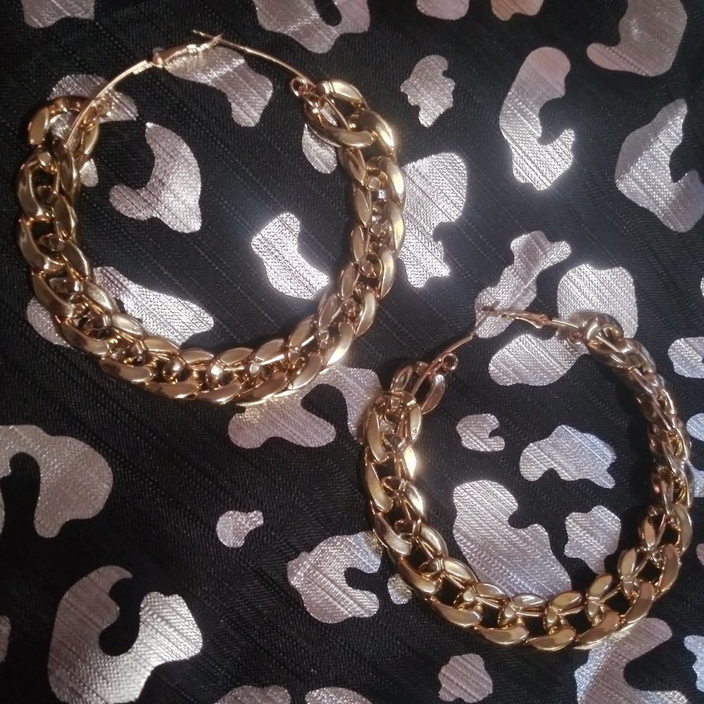 BIG Cuban Link Hoop Earrings